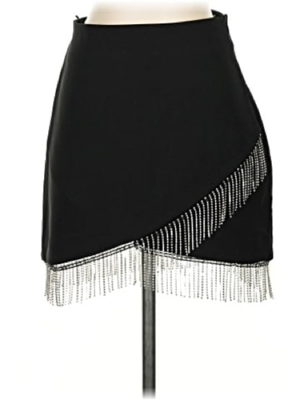 NWT Zara Black Mini Skirt with Beaded Fringe